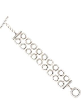 Sterling Silver 925 Filled Geometric Toggle Bracelet 8.5" Open Circle Link Jewel